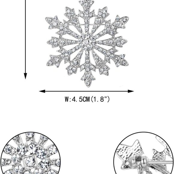 Women's Austrian Crystal Winter Snowflake Brooch - Picture 3 of 4